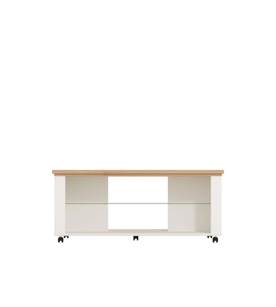 TAVOLINO DA SOGGIORNO "VIGO" BIANCO E QUERCIA, 114,5X50,5X49 CM